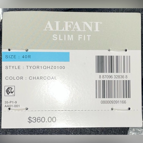 Alfani Men's Slim-Fit Stretch Solid Suit Jacket Charcoal Grey 40R Blazer New Tag - Picture 12 of 13